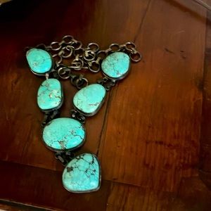 Statement turquoise necklace.